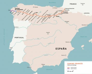 Fransızca şekilde eşleyin. Camino De Santiago. Fransa.