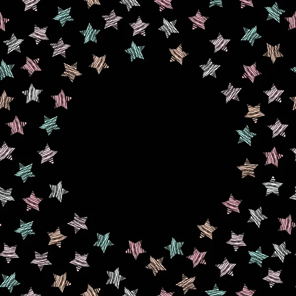Copiar el espacio con estrellas arañadas de color pastel . — Vector de stock