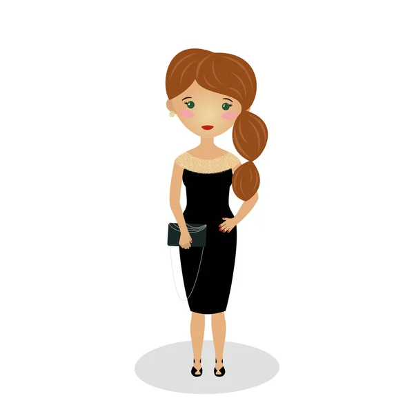 Giovane ragazza indossa un elegante midi Andare ad un appuntamento — Vettoriale Stock