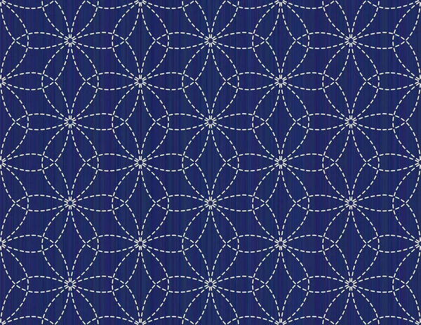 Blommig sashiko sömlösa mönster. Abstrakta textur. — Stock vektor