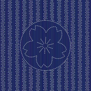Sashiko desen. Çiçek açan sakura çiçek. Sorunsuz.