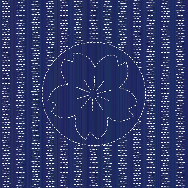 Patrón Sashiko. Flor de sakura en flor. Sin costuras . — Archivo Imágenes Vectoriales