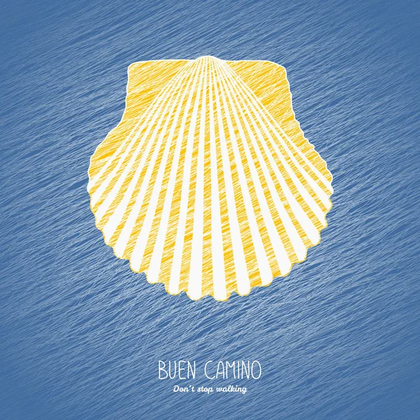 Camino Santiago işareti. Sembolü. Kartpostal veya afiş. 