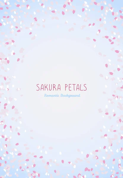 Marco romántico simple para el texto. Pétalos Sakura . — Vector de stock