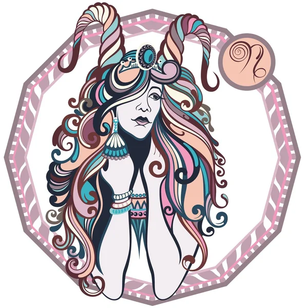 Zodyak Oğlak imzalar. Kız vektör çizim