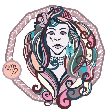 Başak zodyak işaretleri. Kız vektör çizim