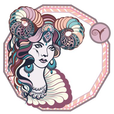 Koç zodyak işaretleri. Kız vektör çizim