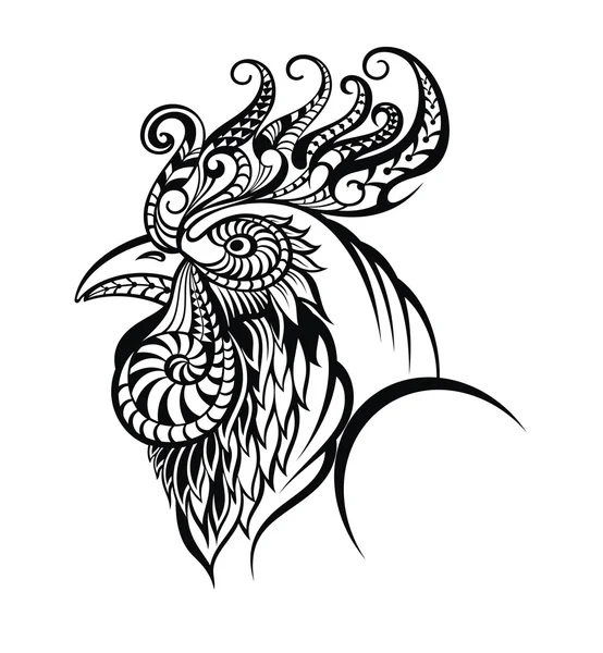 Rooster dalam gaya tato - Stok Vektor