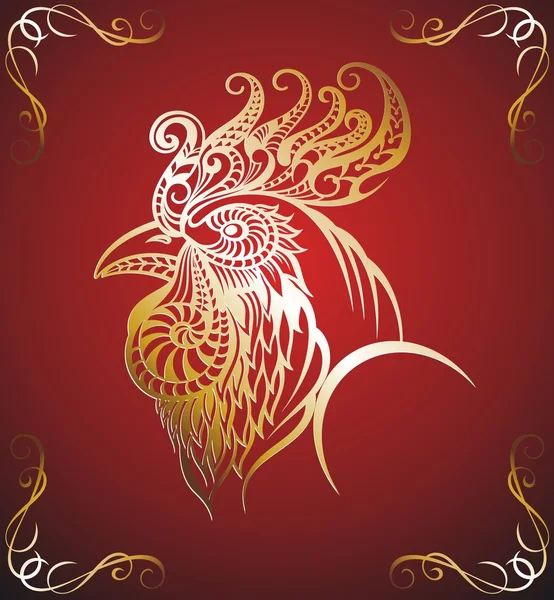Ilustración vectorial del gallo dorado — Vector de stock
