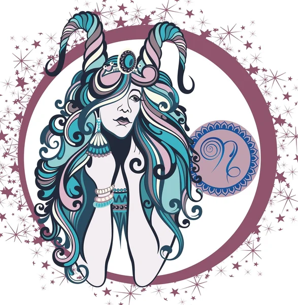 Signe décoratif du zodiaque Capricorne — Image vectorielle