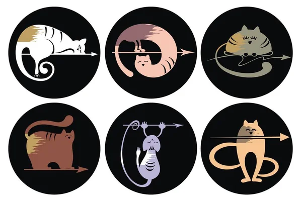 Set of cats Silhouettes — Stock Vector