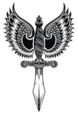 Kanatlı süslü kılıç