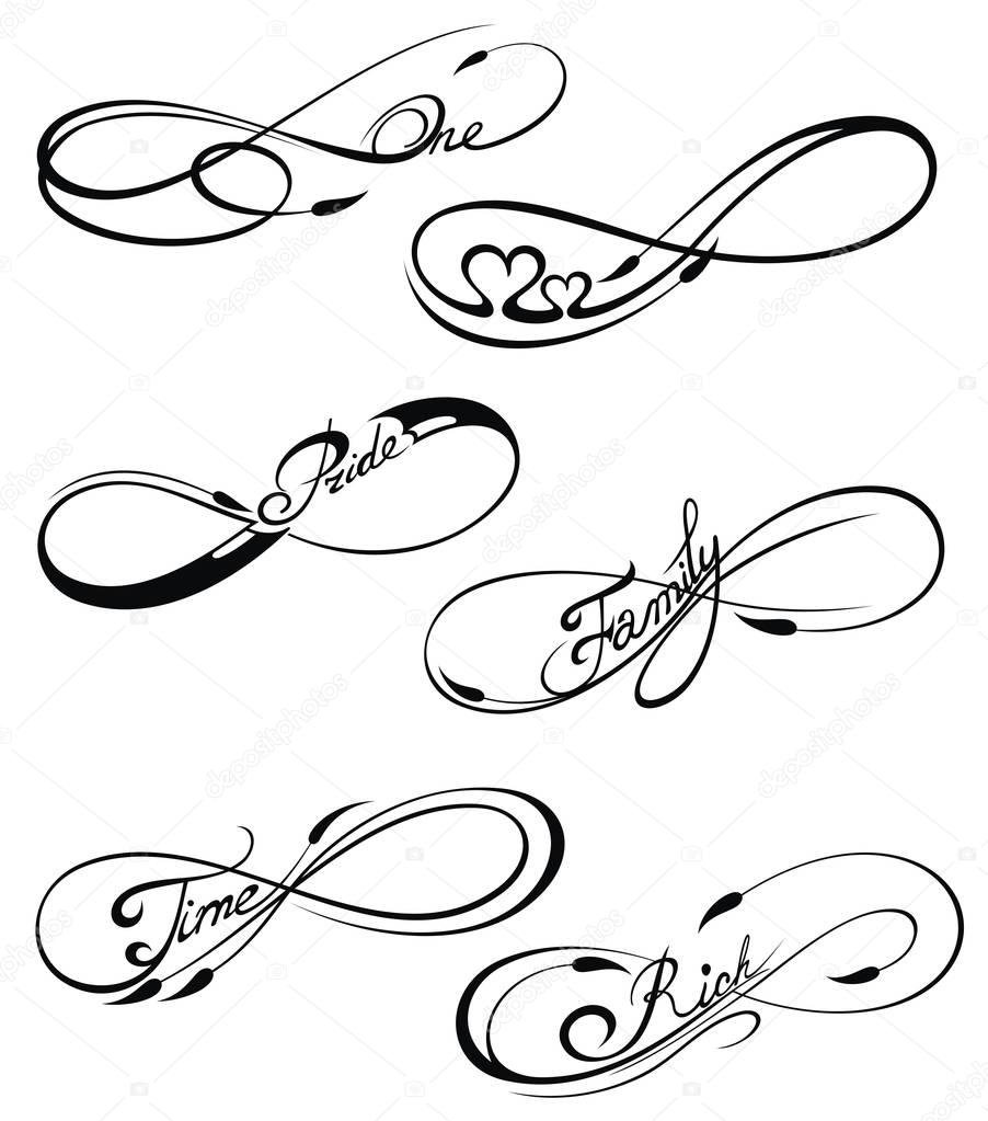 Black Infinity symbols  in tattoo style