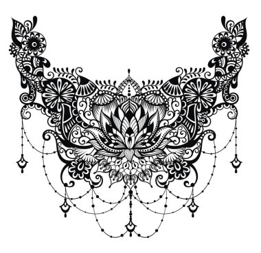 Çiçek süslemeli Lotus tattoo
