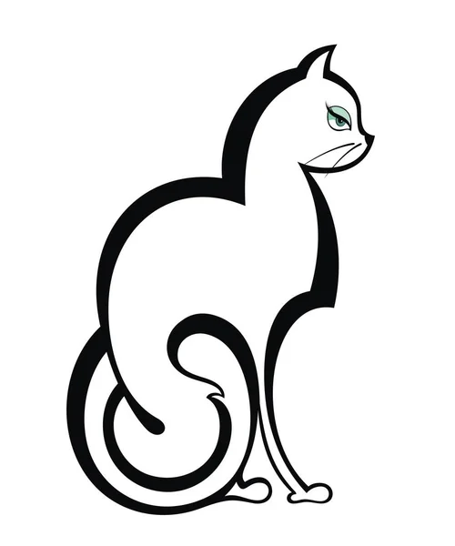 Chat noir sur blanc — Image vectorielle