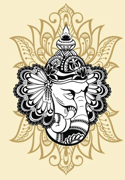 Ganesha decorativo sobre fundo floral —  Vetores de Stock