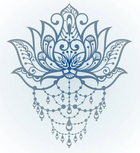 Prydnads Lotus i blått — Stock vektor