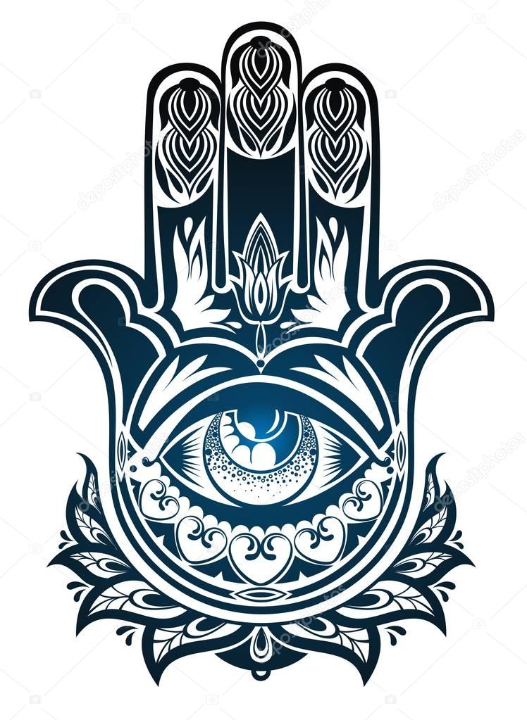 Hamsa hand in blue