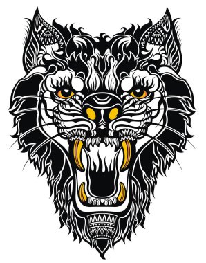 Beyaz üzerinde saldırgan kurt