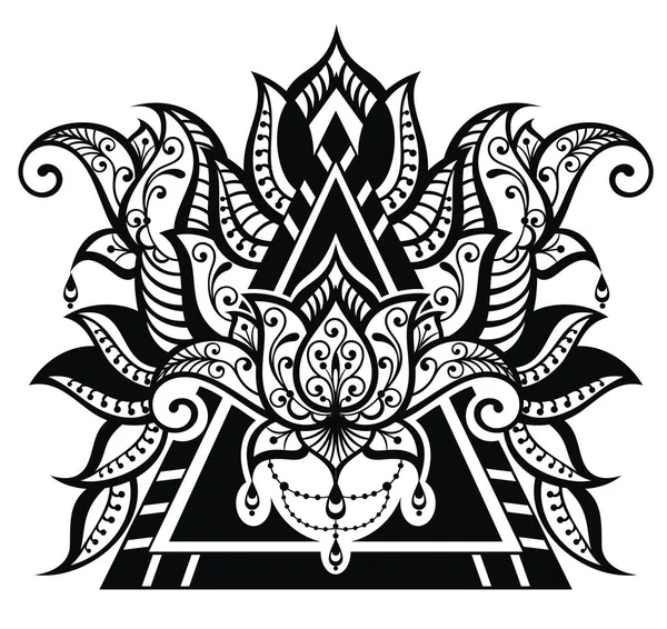 Progettazione del tatuaggio Lotus — Vettoriale Stock