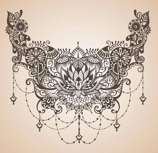 Tatuaggio di loto all'hennè — Vettoriale Stock