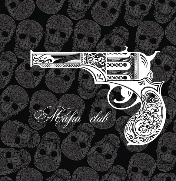 Cartão de tatuagem de pistola — Vetor de Stock