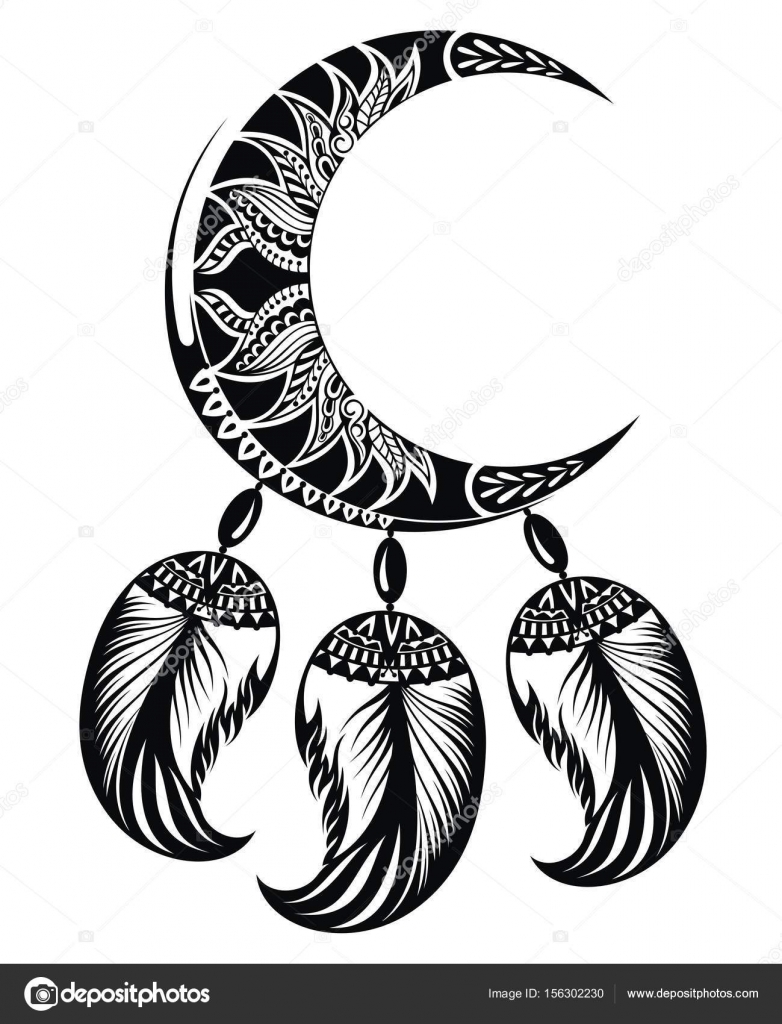 Black and white dream catcher — Stock Vector © Ksyshakiss 156302230