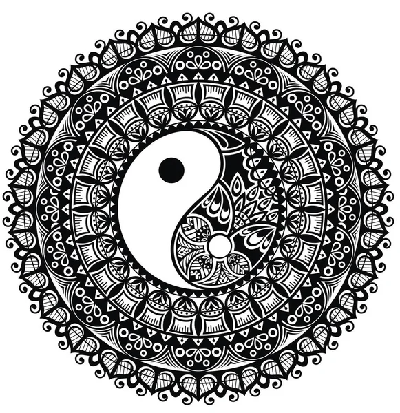 Yin Yang. Mandala — Stock Vector