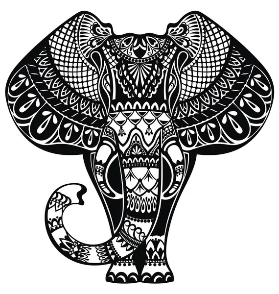 在白色的纹身大象 — 图库矢量图片