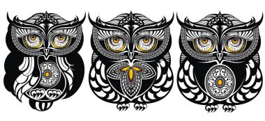 Üç dekoratif baykuşlar 