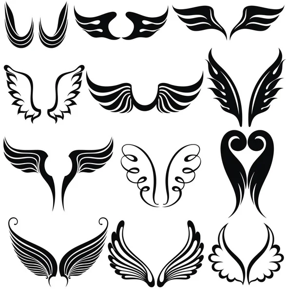 Ensemble d'ailes de tatouage — Image vectorielle