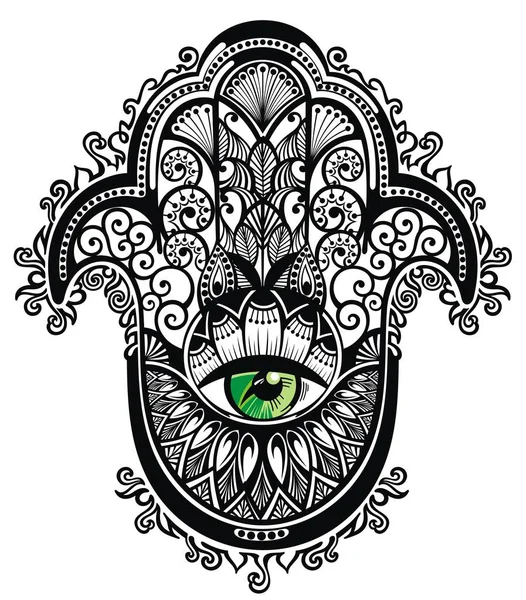 Dekorativa hamsa tatuering design — Stock vektor