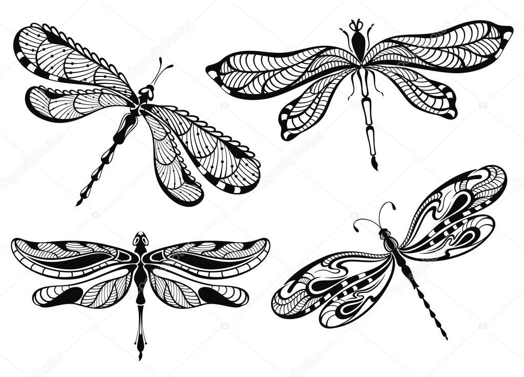 Decorative dragonflies set 