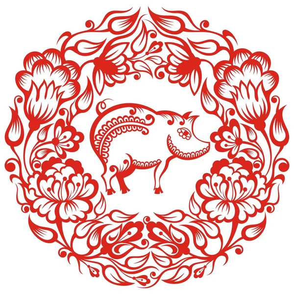 Zodíaco chinês - Porco — Vetor de Stock
