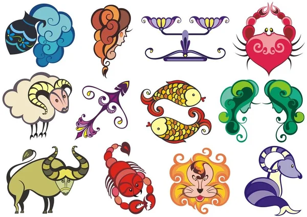 Conjunto de iconos del zodiaco (astrología, astronomía ). — Vector de stock