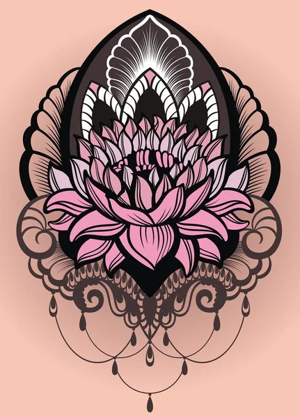 Bunga Lotus ornamental vektor - Stok Vektor