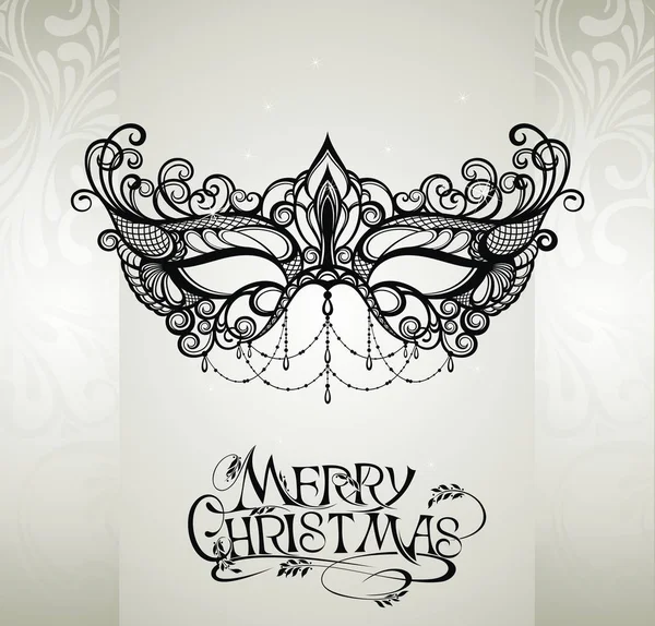 Merry Christmas illüstrasyon dantel maskesi — Stok Vektör