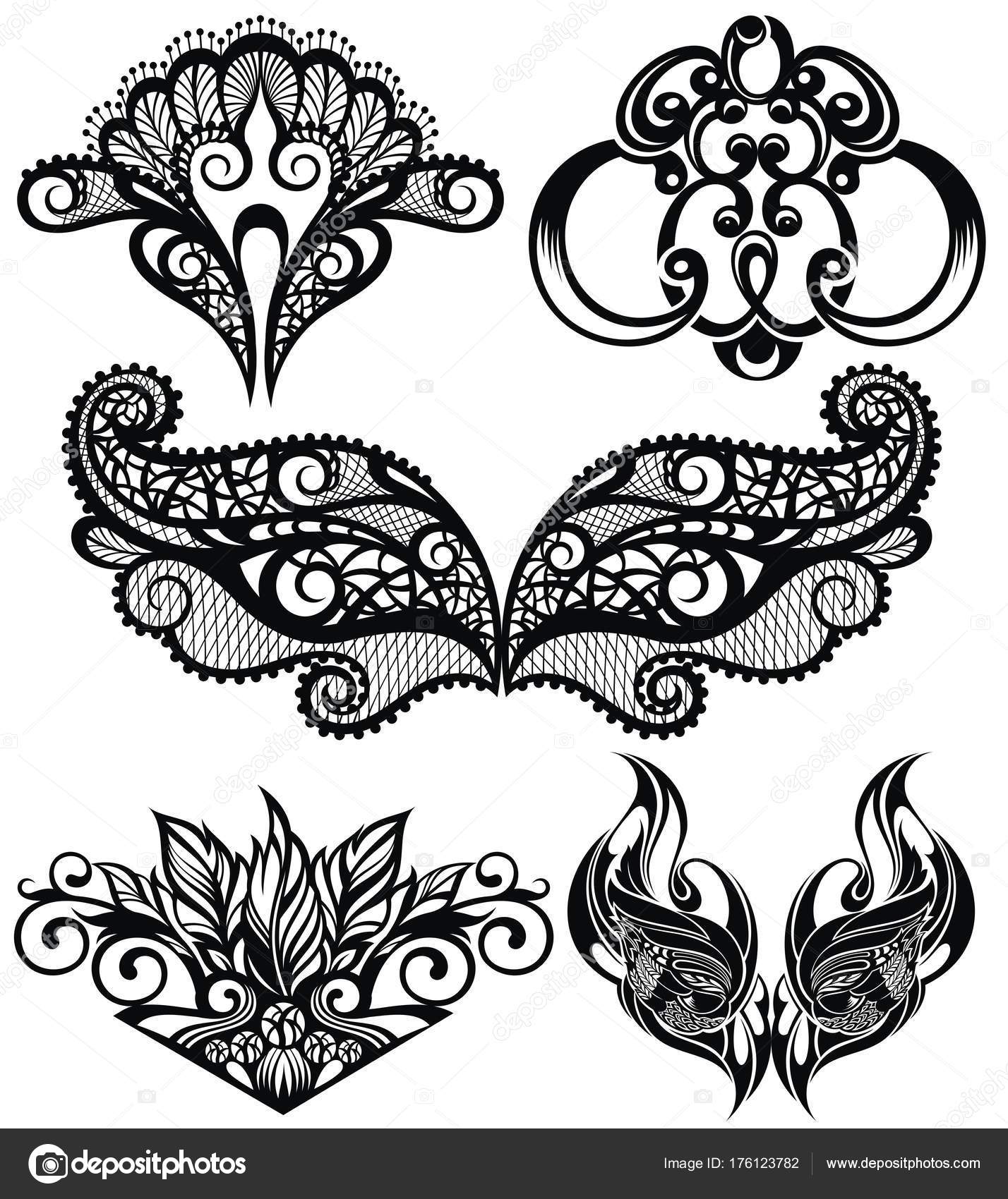 Vector Set Decorative Elements Collection Lace Patterns Stock Vector by ...