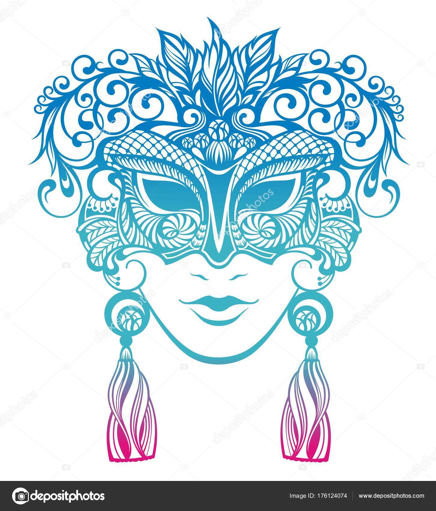 Decorative Mask Silhouette White Stock Vector by ©Ksyshakiss 176124074