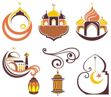 İslam kutsal tatil Ramazan için Amblemler kümesi