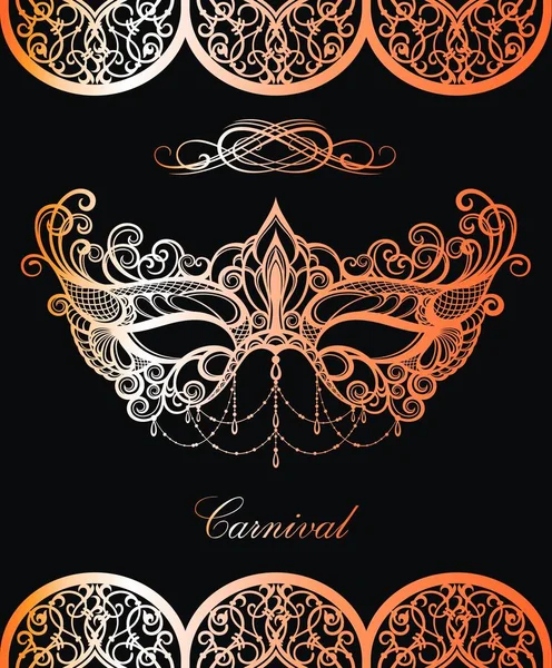 Máscara Carnaval Hermoso Concepto Diseño Oro — Vector de stock