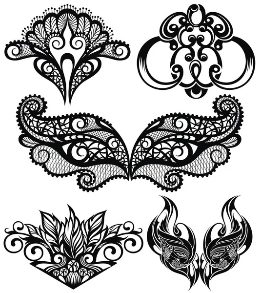 Vector Set Decorative Elements Collection Lace Patterns — Stock Vector