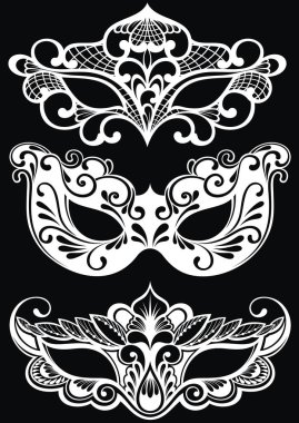 izole karnaval maske seti