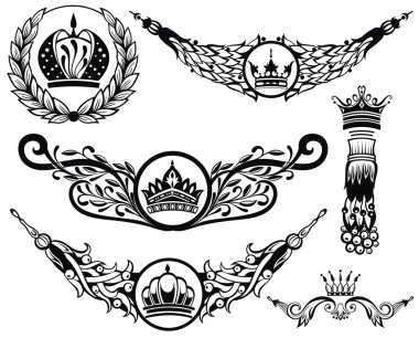 Vintage süsler davet, kutlama ve tebrik kartı için çiçek elemanları ile ayarla