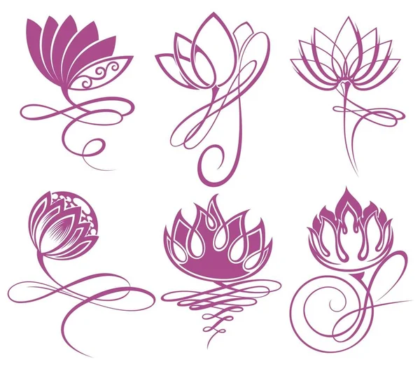 Güzellik Vektörü Nilüfer Çiçekleri Logo Şablonu Tasarımı Simgesi — Stok Vektör