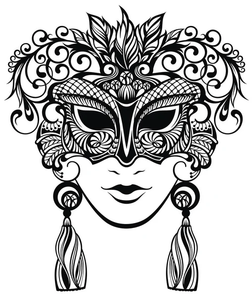Masker Silhouet Mardi Gras Carnaval — Stockvector