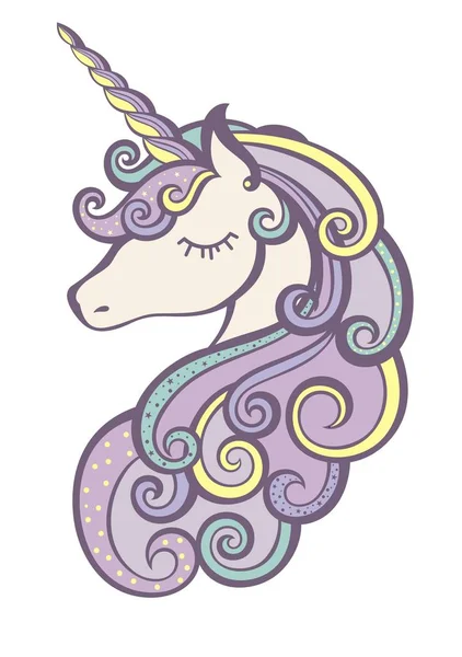 Ikon Vektor Unicorn Terisolasi Pada Warna Putih Kepala Stiker Kuda - Stok Vektor
