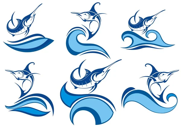 Збірка Значка Риби Хвилями — стоковий вектор
