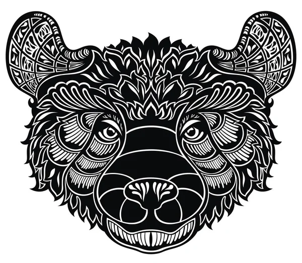 Декоративний Ведмідь Голова Логотип Емблема Стилі Татуювання — стоковий вектор