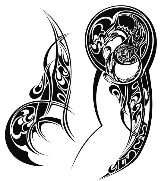 Τατουάζ Αφαιρετικό Στυλ Σχεδίασης Τατουάζ Βραχίονα — Διανυσματικό Αρχείο